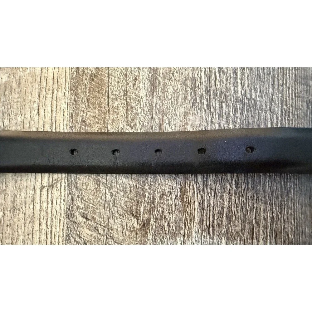 Coach Black Calfskin Leather Belt Women’s 38 Large Solid Brass Silver Buckle